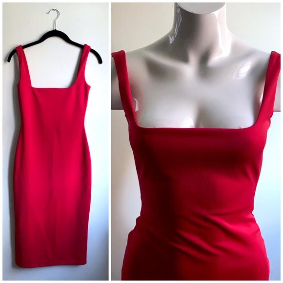 square neck bodycon midi dress